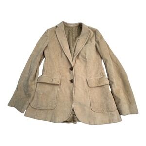 Asher Tan Corduroy‎ Blazer Jacket Women Two Button Pockets Medium